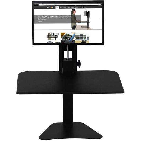 Victor High Rise Manual Standing Desk Workstation - Single Monitor Standing Desk Workstation - 11lb Monitor Capacity - 0" to 15.5" Height x 28" Width x 23" Depth - Standing Desk - Wood, Steel - Black