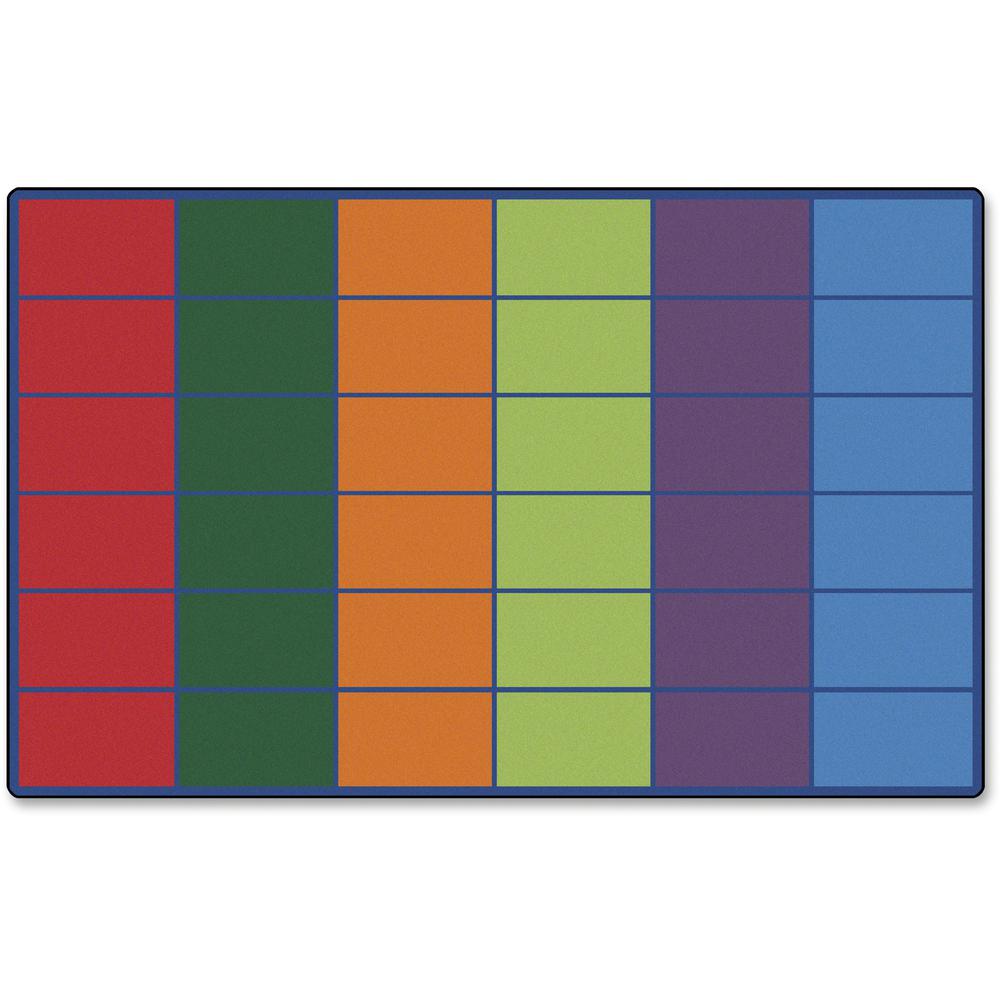 Carpets for Kids Color Rows 36-space Seating Rug - 13.33 ft Length x 100" Width - Rectangle - Colorful Rows