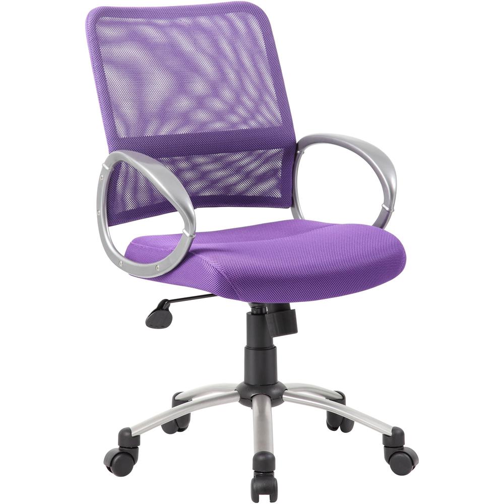 Boss Mesh Back Chair - Purple Mesh Seat - Chrome, Black Pewter Frame - 5-star Base - Purple - 1 Each