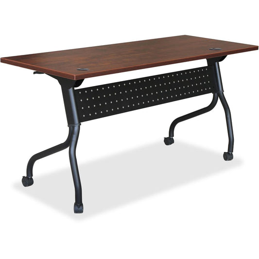 Lorell Cherry Flip Top Training Table - For - Table TopRectangle Top - Four Leg Base - 4 Legs x 60" Table Top Width x 23.60" Table Top Depth - 29.50" Height x 59" Width x 23.63" Depth - Assembly Requi