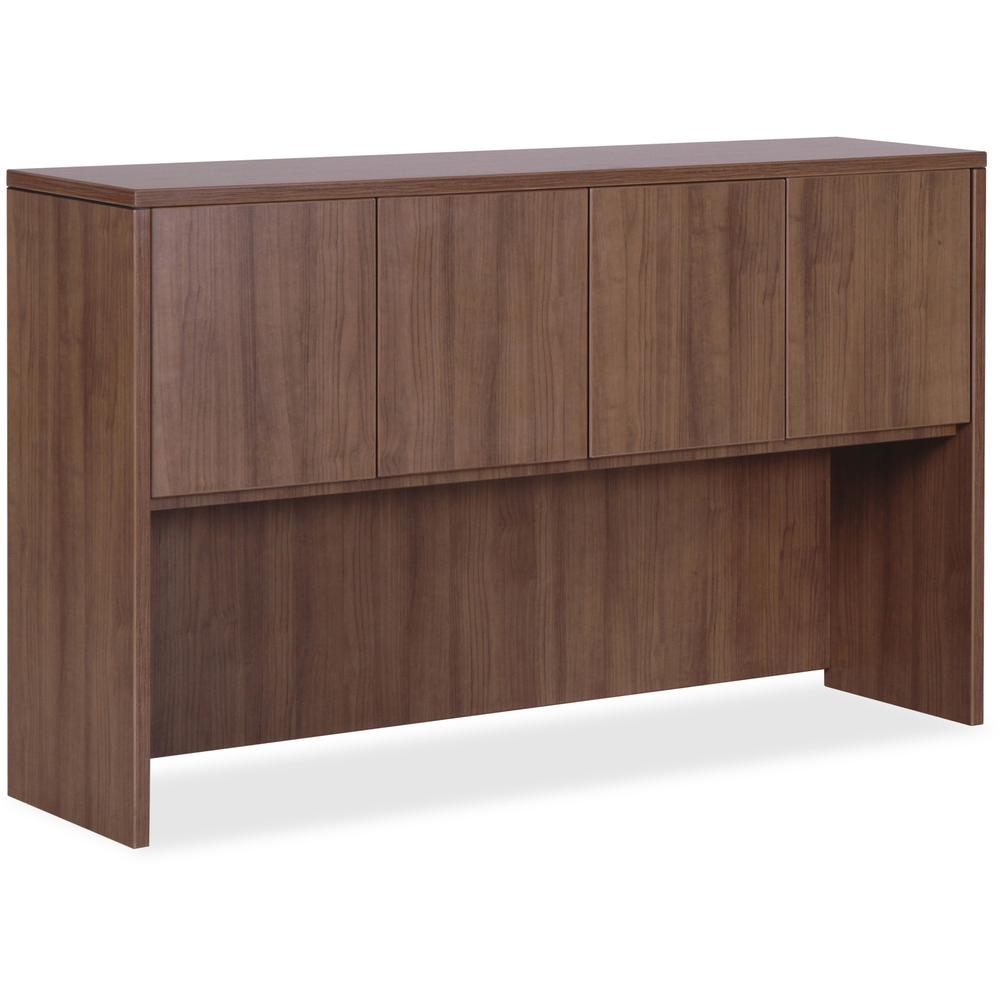 Lorell Essentials Series Walnut 4-Door Hutch - 66.1" x 14.8" x 36" Hutch - 4 Door(s) - Finish: Laminate, Walnut