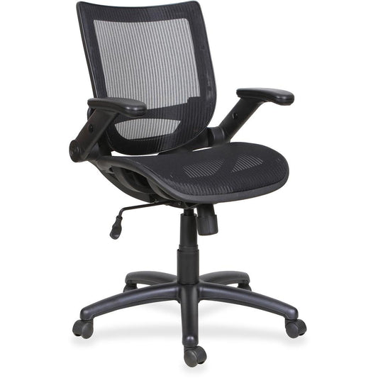 Lorell Task Chair - Mid Back - Black - Armrest - 1 Each