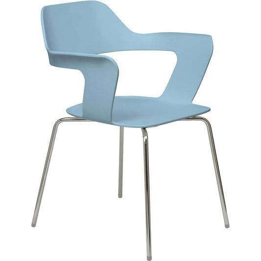 KFI Julep Poly Chair-Red - Chrome Tubular Steel Frame - Four-legged Base - Sky Blue - Fiberglass Reinforced Polypropylene - 1 Each