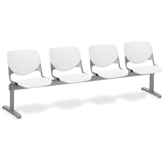 KFI KOOL 4 Seat Beam - Polypropylene Seat - Polypropylene Back - Powder Coated Silver Steel Frame - White - 1 Each