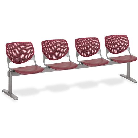 KFI KOOL 4 Seat Beam - Polypropylene Seat - Polypropylene Back - Powder Coated Silver Steel Frame - Burgundy - 1 Each