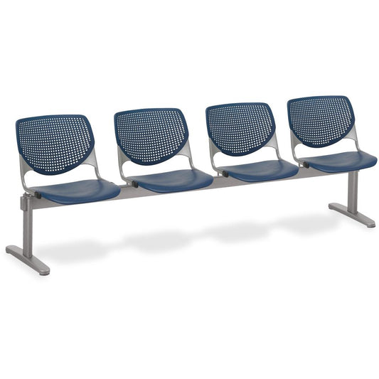 KFI KOOL 4 Seat Beam - Polypropylene Seat - Polypropylene Back - Powder Coated Silver Steel Frame - Navy - 1 Each