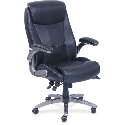 Lorell Revive Executive Chair - Black Bonded Leather Seat - Black Bonded Leather Back - 5-star Base - 1 Each