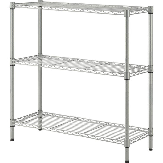 Lorell Light-Duty Wire Shelving - 3 Tier(s) - 36" Height x 36" Width x 14" DepthFloor - Sturdy - Epoxy - Silver - Plastic, Metal, Steel - 1 Each