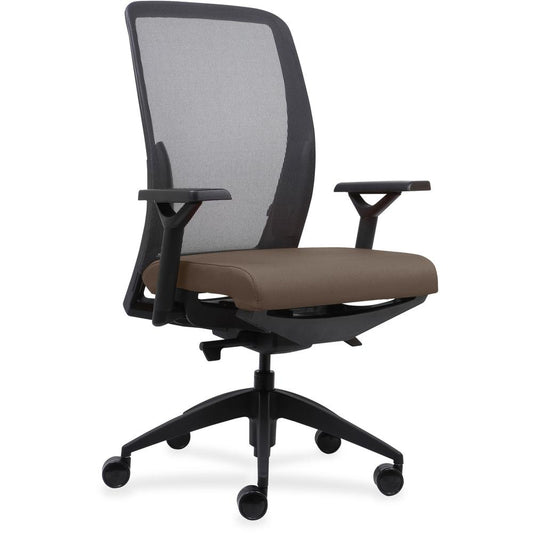 Lorell Executive Mesh Back/Fabric Seat Task Chair - Beige Crepe Fabric Seat - High Back - Armrest - 1 Each