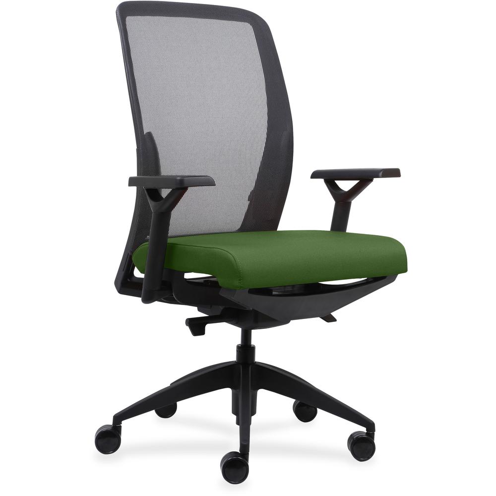 Lorell Executive Mesh Back/Fabric Seat Task Chair - Green Crepe Fabric Seat - High Back - Armrest - 1 Each