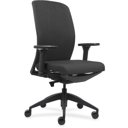 Lorell Executive Chairs with Fabric Seat & Back - Gray Fabric Seat - Gray Fabric Back - Black Frame - High Back - Armrest - 1 Each