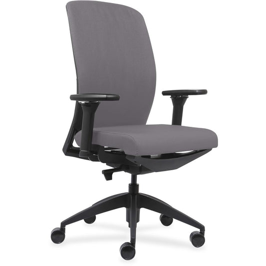 Lorell Executive Chairs with Fabric Seat & Back - Gray Fabric Seat - Gray Fabric Back - Black Frame - High Back - Vinyl - Armrest - 1 Each