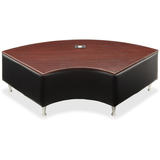 Lorell Fuze Modular Series Modular Lounge Connector Unit - Four-legged Base - Black - Mahogany, Leather, Aluminum - 1 Each