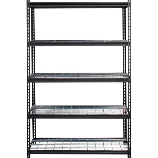 Lorell Wire Deck Shelving - 5 Shelf(ves) - 72" Height x 48" Width x 18" Depth - 28% Recycled - Black - Steel - 1 Each