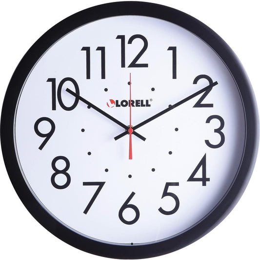 Lorell 14-1/2" Self-Set Wall Clock - Analog - Quartz - White Main Dial - Black