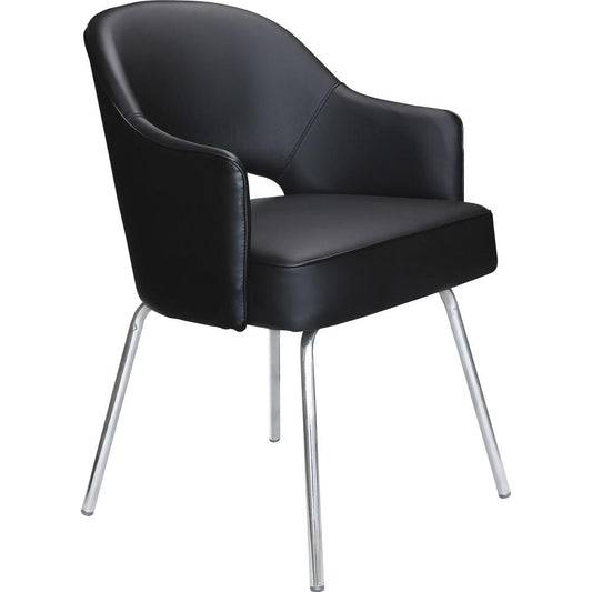 Boss Black Vinyl Guest Chair - Black Vinyl Seat - Black Vinyl Back - Chrome Frame - Four-legged Base - 1 Each