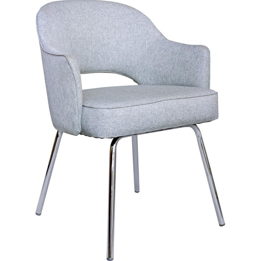 Boss Granite Linen Guest Chair - Granite Linen Seat - Granite Linen Back - Chrome Frame - Four-legged Base - 1 Each