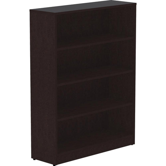 Lorell Essentials Espresso Laminate Bookcase - 0.8" Shelf, 36" x 12"48" - 4 Shelve(s) - Square Edge - Material: Thermofused Laminate (TFL) - Finish: Espresso