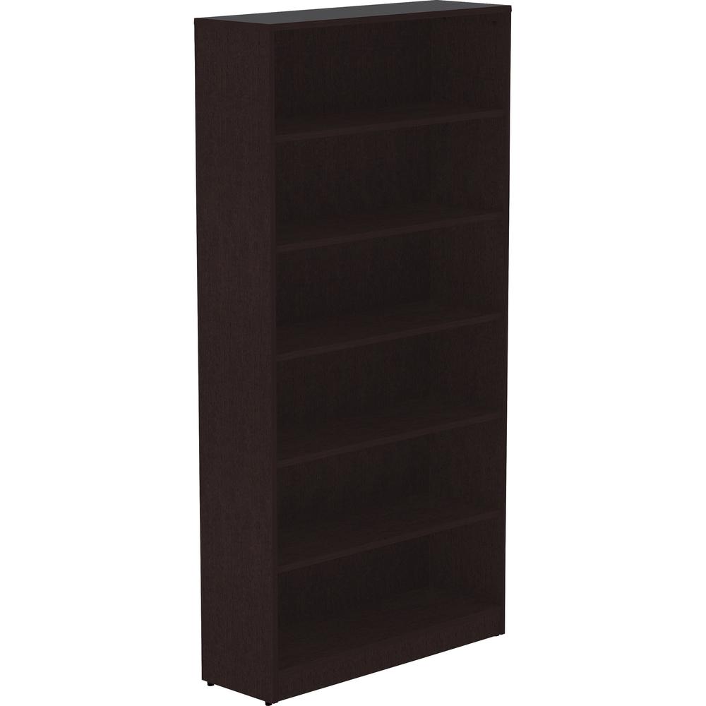 Lorell Essentials Espresso Laminate Bookcase - 0.8" Shelf, 36" x 12"72" - 6 Shelve(s) - Square Edge - Material: Thermofused Laminate (TFL) - Finish: Espresso