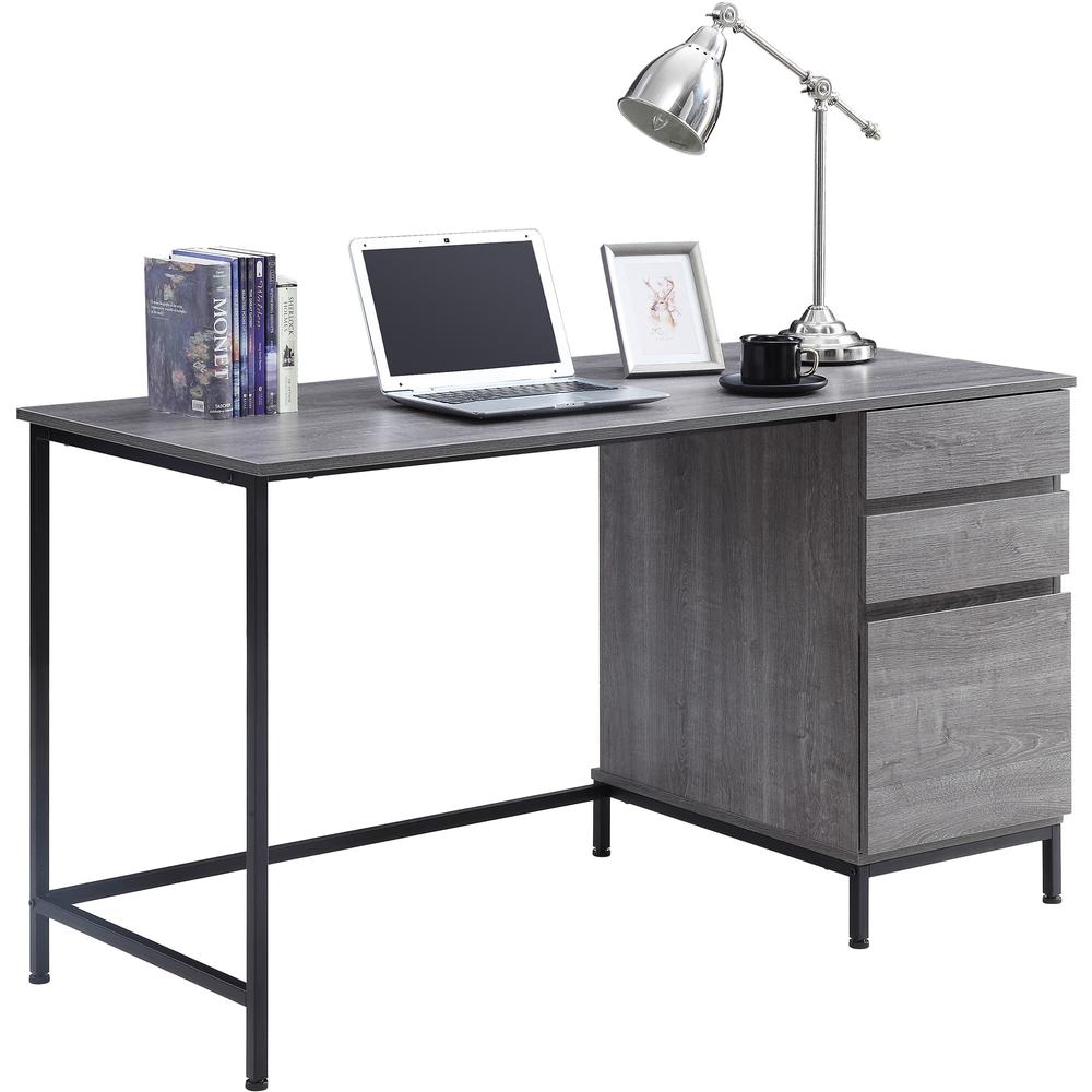 Lorell SOHO 3-Drawer Desk - 55" x 23.6"30" - 3 x File Drawer(s) - Single Pedestal on Right Side - Finish: Charcoal