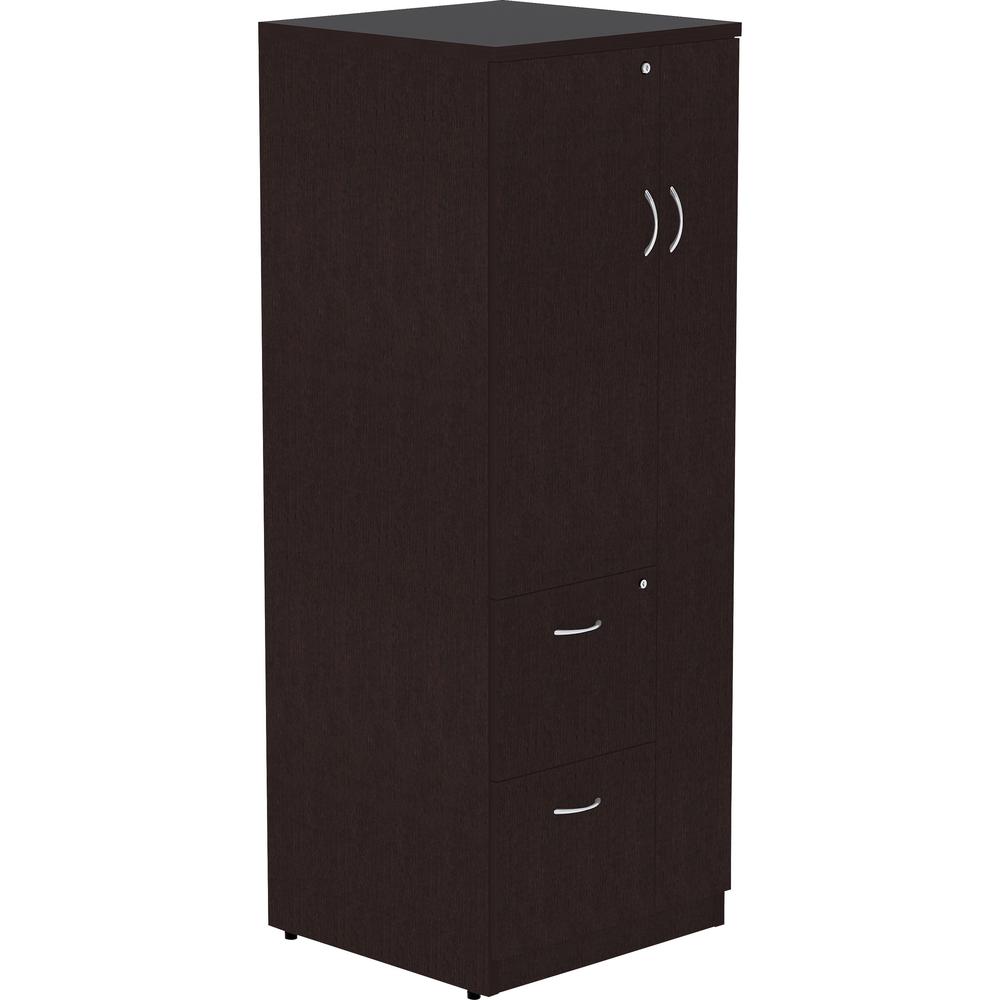 Lorell Essentials Laminate Tall Storage Cabinet - 2-Drawer - 23.6" x 23.6"65.6" Cabinet - 2 x File Drawer(s) - 1 Door(s) - 2 Shelve(s) - Material: Laminate, Medium Density Fiberboard (MDF), Particlebo