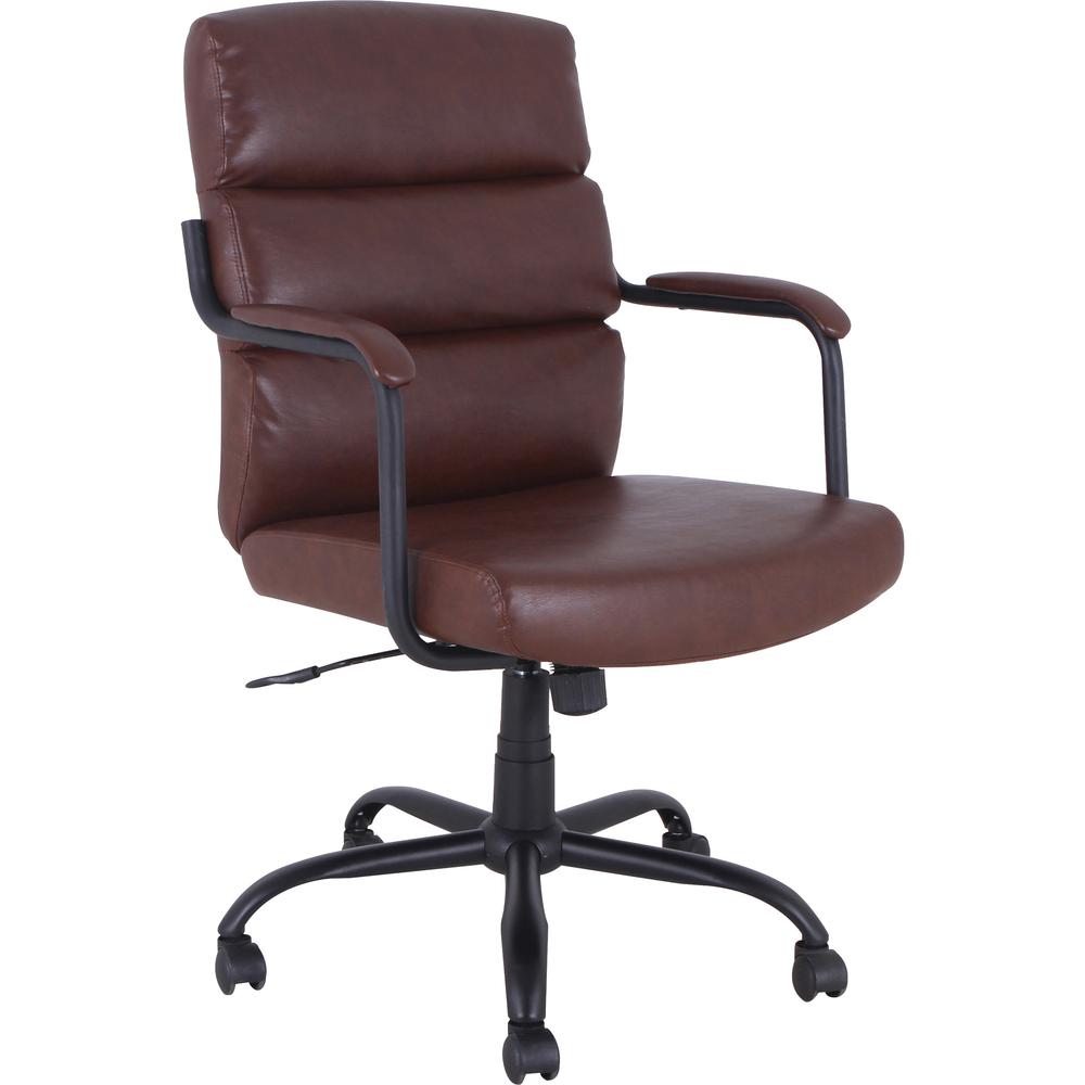 Lorell SOHO Collection High-back Leather Chair - 27.5" x 28.8" x 42.1" - Finish: Tan