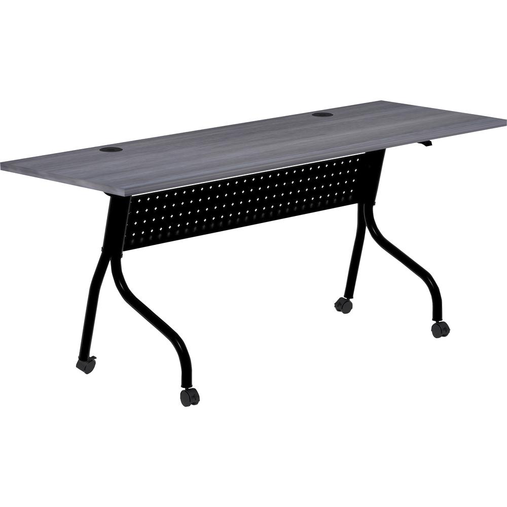 Lorell Charcoal Flip Top Training Table - For - Table TopCharcoal Rectangle, Melamine Top - Black Four Leg Base - 4 Legs x 72" Table Top Width x 23.60" Table Top Depth - 29.50" Height - Melamine - 1 E