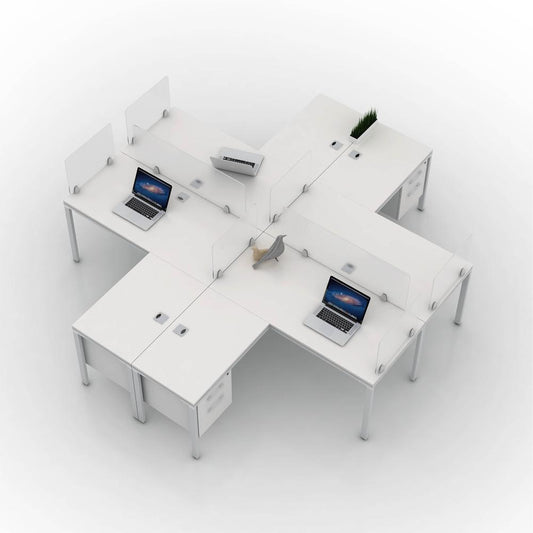 Boss Simple System 4-unit Desk - 96" x 10 ft x 29.5" - Finish: White