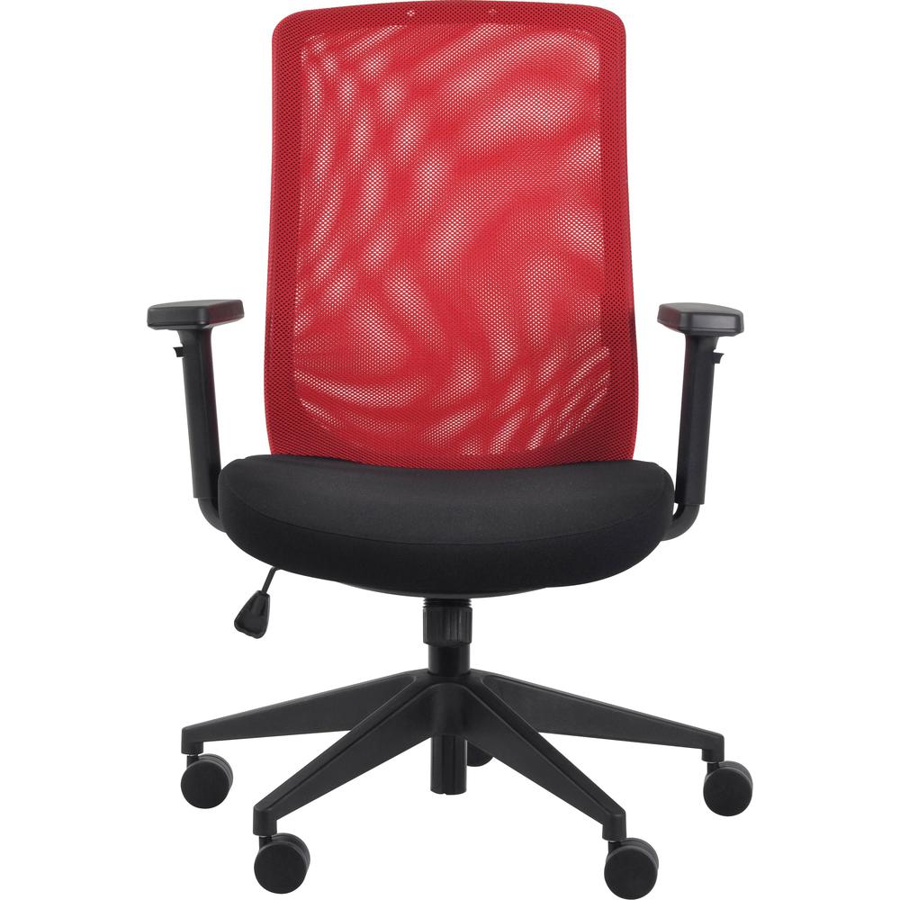 Eurotech Gene Mesh Back Executive Chair - Black Fabric Seat - Red Mesh Back - 5-star Base - 1 Each