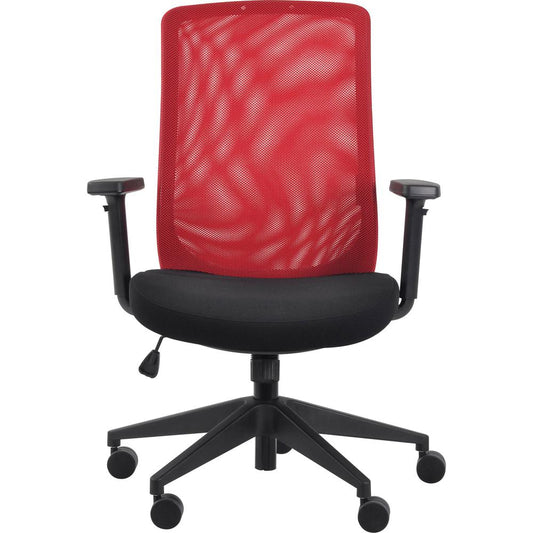 Eurotech Gene Mesh Back Executive Chair - Black Fabric Seat - Red Mesh Back - 5-star Base - 1 Each