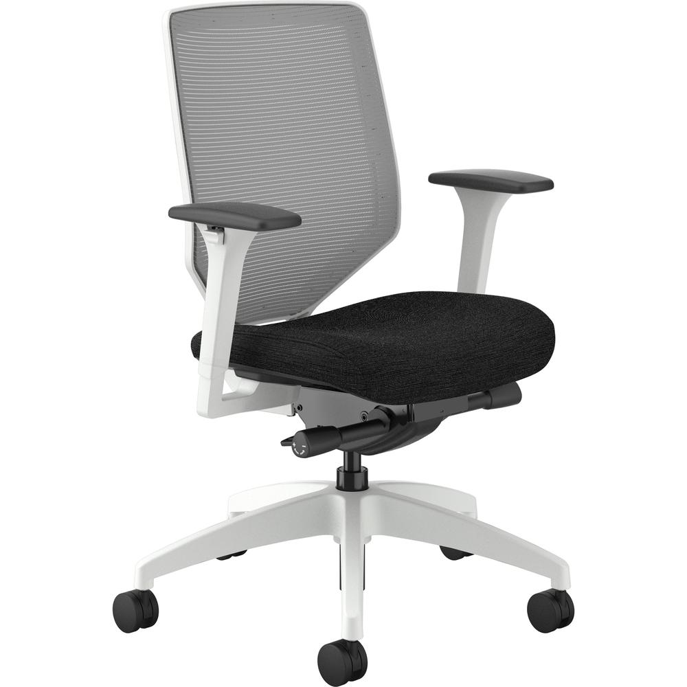 HON Solve Chair - Black Fabric Seat - Fog Mesh Back - Designer White Frame - Mid Back - Black