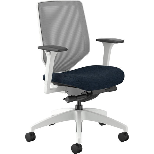 HON Solve Chair - Midnight Fabric Seat - Fog Mesh Back - Designer White Frame - Mid Back - Midnight