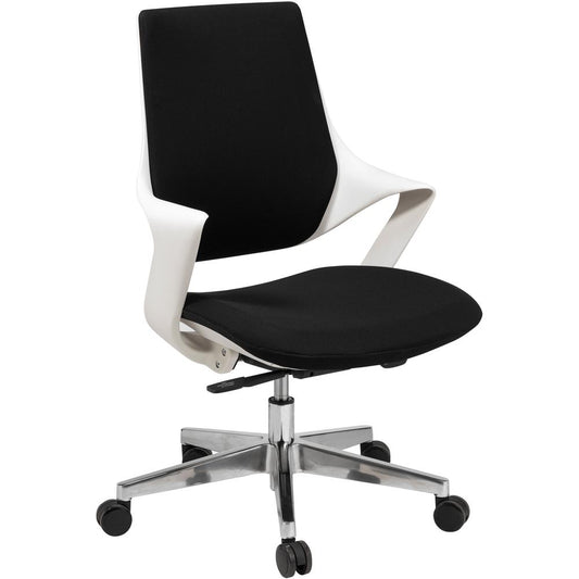 Lorell Poly Shell Conference Task Chair - Fabric, High Density Foam (HDF) Seat - 5-star Base - White - 1 Each