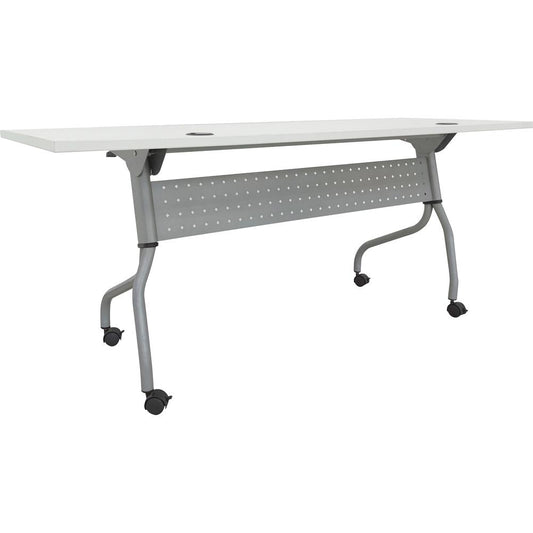 Lorell White Laminate Flip Top Training Table - For - Table TopWhite Top - Silver Base - 4 Legs - 23.60" Table Top Length x 72" Table Top Width - 29.50" Height - Assembly Required - 1 Each