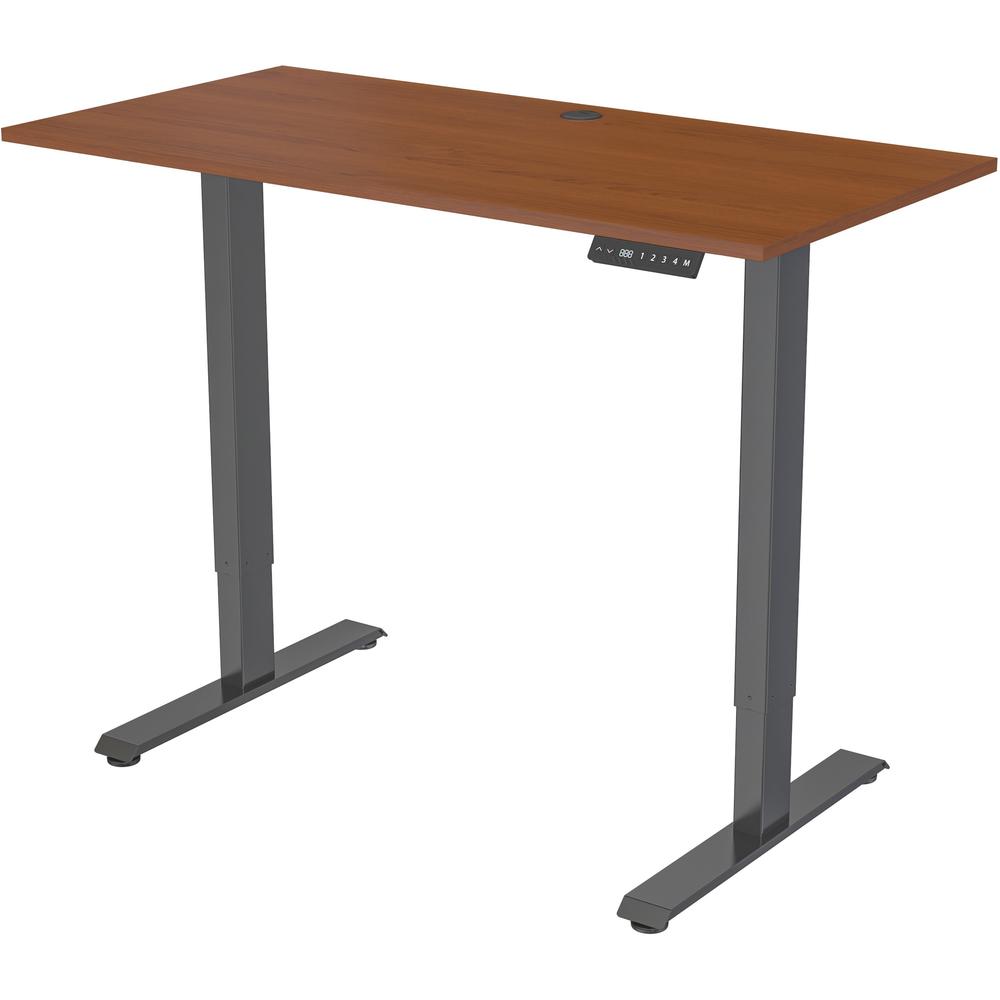 Lorell Height-Adjustable 2-Motor Desk - For - Table TopDark Walnut Rectangle Top - Black T-shaped Base - Adjustable Height - 28.90" to 47.20" Adjustment - 48" Table Top Length x 24" Table Top Width x