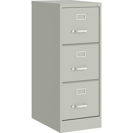 Lorell Fortress Commercial-grade Vertical File - 15" x 22" x 40.2" - 3 x Drawer(s) for File - Letter - Vertical - Ball-bearing Suspension, Removable Lock, Pull Handle, Wire Management - Light Gray - S