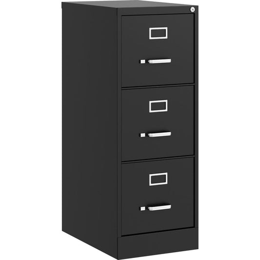 Lorell Fortress Series Commercial-Grade Vertical File - 15" x 22" x 40.2" - 3 x Drawer(s) for File - Letter - Vertical - Ball-bearing Suspension, Removable Lock, Pull Handle, Wire Management - Black -