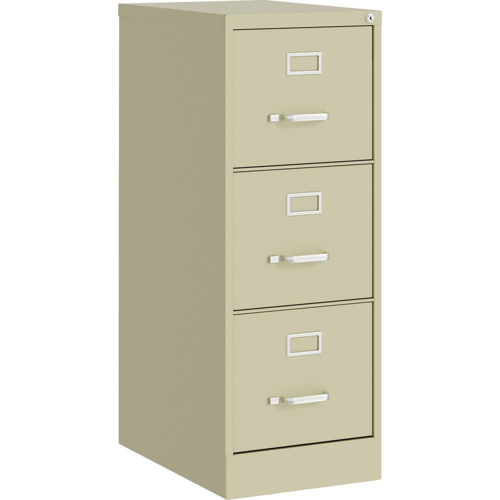 Lorell Commercial-Grade Putty Vertical File - 15" x 22" x 40.2" - 3 x Drawer(s) for File - Letter - Vertical - Ball-bearing Suspension, Removable Lock, Pull Handle, Wire Management - Putty - Steel - R