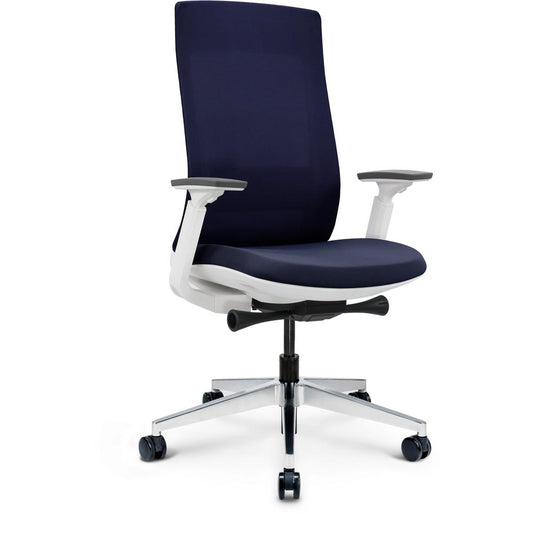 Eurotech Elevate Chair - Blue Fabric Seat - Blue Mesh Back - White Frame - 5-star Base - Armrest - 1 Each