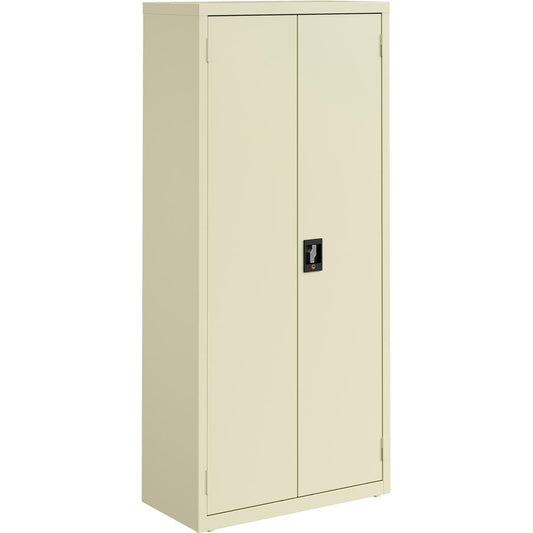 Lorell Slimline Storage Cabinet - 30" x 15" x 66" - 4 x Shelf(ves) - 720 lb Load Capacity - Durable, Welded, Nonporous Surface, Recessed Handle, Removable Lock, Locking System - Putty - Baked Enamel -