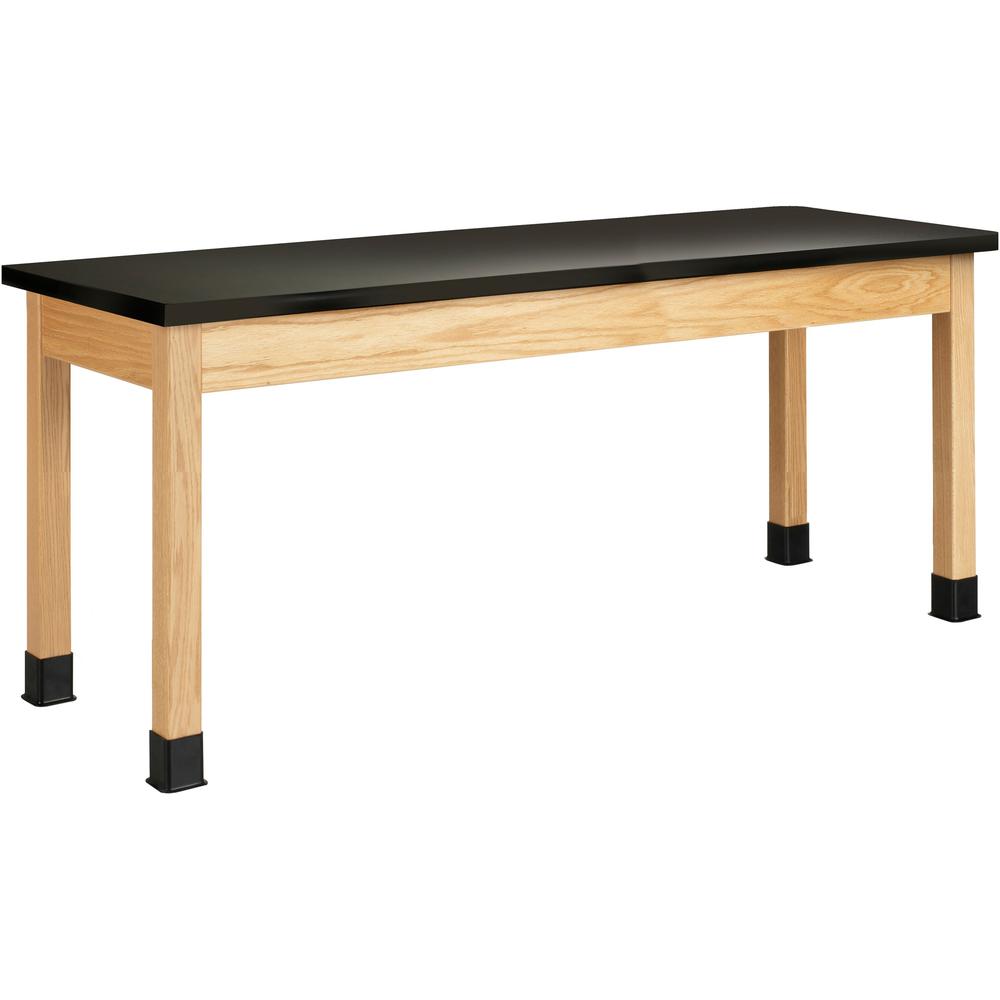 Diversified Spaces PerpetuLab Wooden Leg Science Table with Plain Apron - For - Table TopHigh Pressure Laminate (HPL) Rectangle, Black Top - Square Leg Base - 4 Legs x 72" Table Top Width x 24" Table