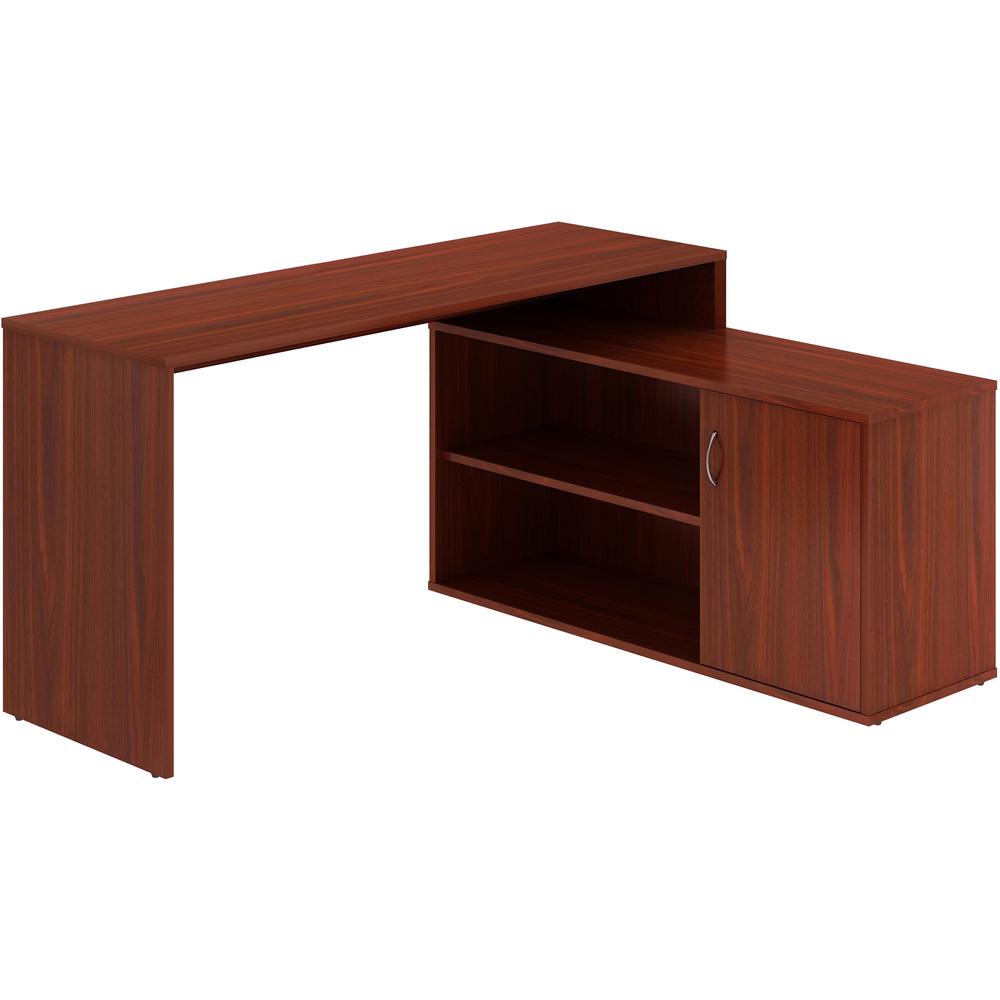 LYS L-Shape Workstation with Cabinet - For - Table TopLaminated L-shaped Top - 29.50" Height x 60" Width x 47.25" Depth - Assembly Required - Mahogany - Particleboard - 1 Each