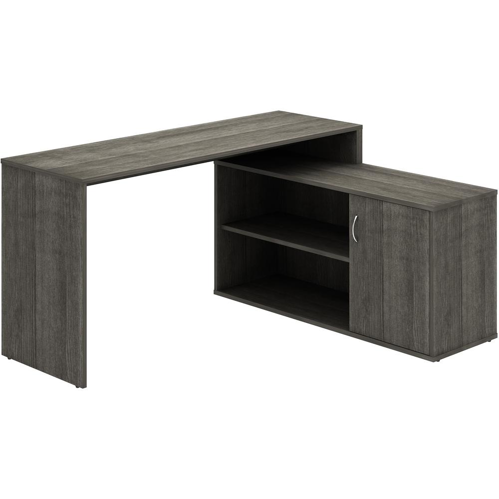 LYS L-Shape Workstation with Cabinet - For - Table TopLaminated L-shaped Top - 29.50" Height x 60" Width x 47.25" Depth - Assembly Required - Weathered Charcoal - Particleboard - 1 Each