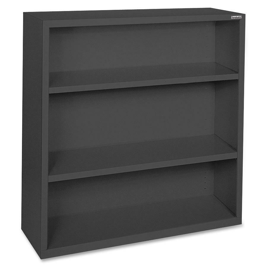 Lorell Fortress Series Bookcases - 34.5" x 13" x 42" - 3 x Shelf(ves) - Black - Powder Coated - Steel - Recycled