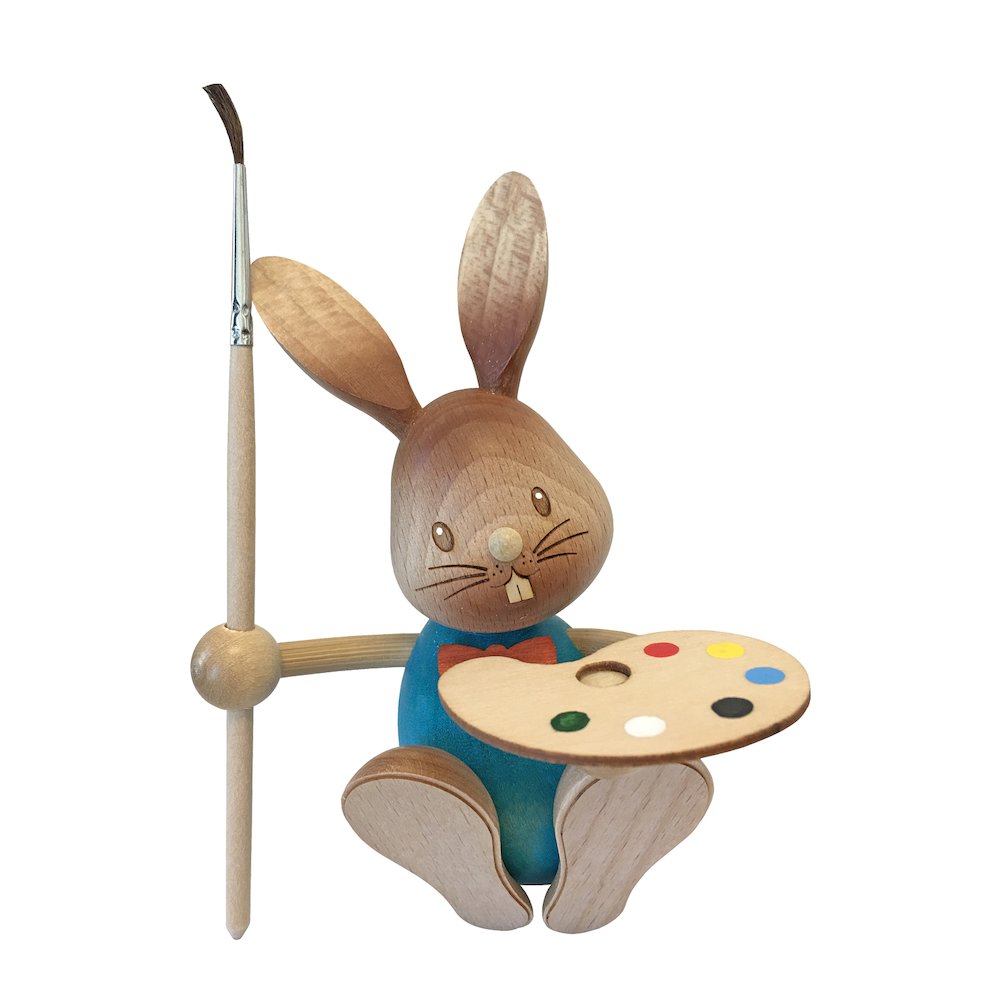 224-64820 - Dregeno Easter Figure - Rabbit with Paint Brush - 5"H x 3.5"W x 3"D