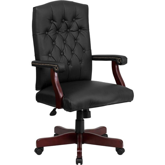 Martha Washington Black LeatherSoft Executive Swivel Office Chair with Arms