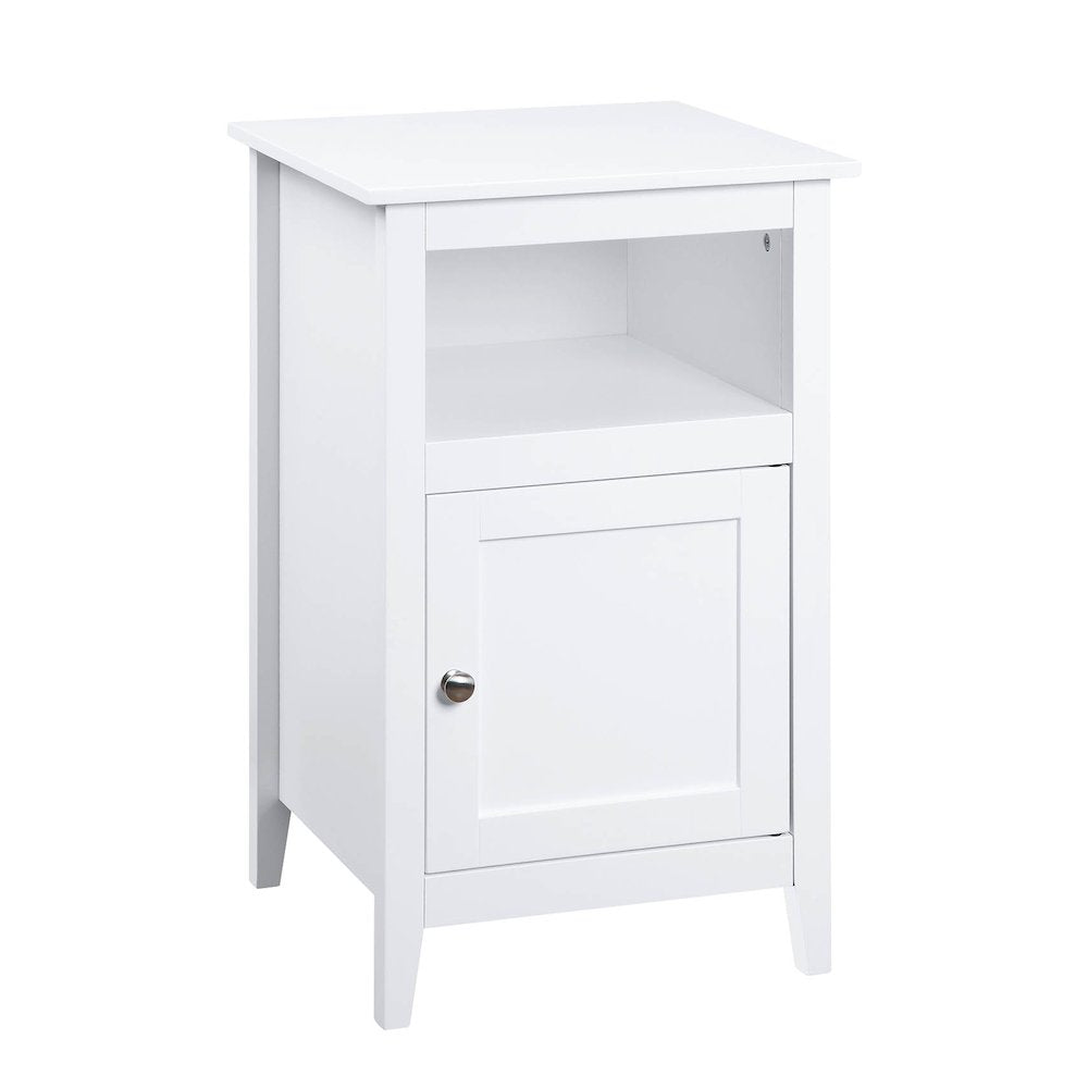 Designs2Go End Table with Storage Cabinet and Shelf, White