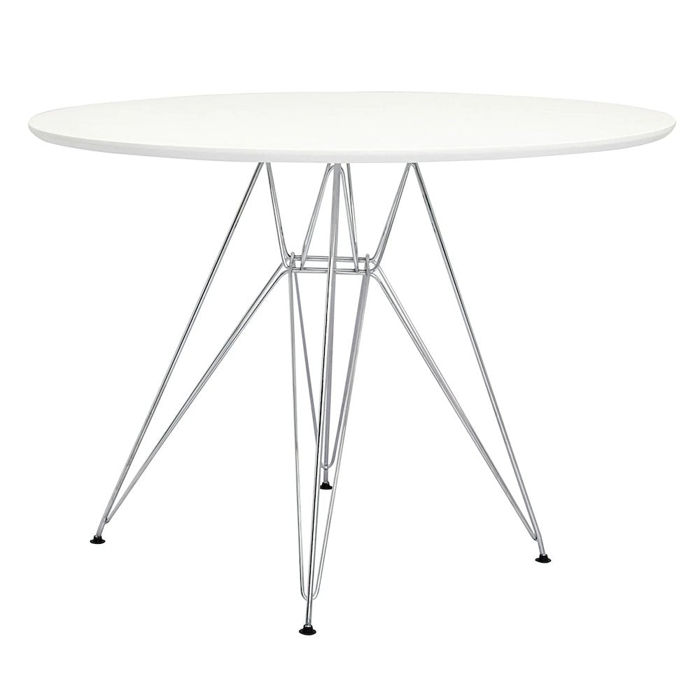 Mdf Table Top With Chrome Legs, White