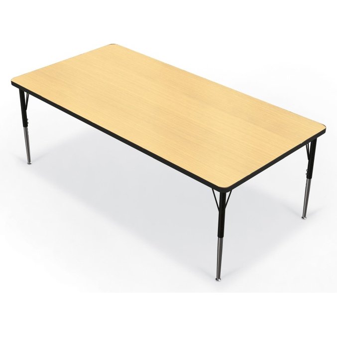 Activity Table - 36"X72" Rectangle - Fusion Maple Top Surface - Black Edgeband