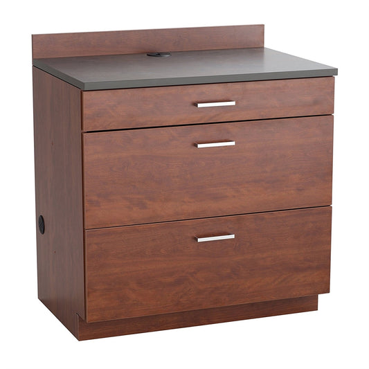 Hospitality Base Cabinet, Three Drawer Rustic Slate/Mahogany